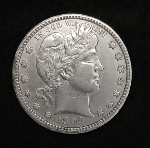 1909 Barber quarter EF details Cover