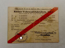 Wehrmacht fahrschein, Permesso Di Guerra Terzo Reich WW2 Militaria