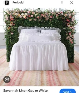PINE CONE SAVANNAH LINEN GAUZE Bedspread & (2) Shams White SET Lot GUC - Picture 1 of 13