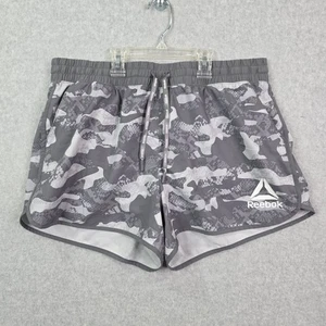 Reebok Women's Sz L Gray Camouflage Print Relaxed Running Short - Picture 1 of 7