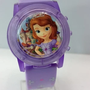 Disney Sofia die Erste lila Kinder Digital Musik Uhr Flip-Top beleuchtet neu Fledermaus - Bild 1 von 9