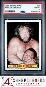 1985 TOPPS WWF #36 BIG JOHN STUD-IVAN PUTSKI NO FAIR CHOKIN! PSA 8 - Picture 1 of 3
