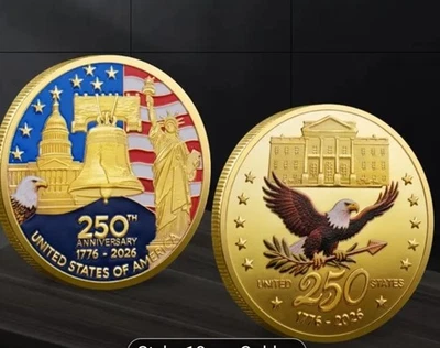 250 ANIVERSARIO ESTADOS UNIDOS DE AMÉRICA 1776-2026 Moneda Conmemorativa Medalla Foto 1 de 4