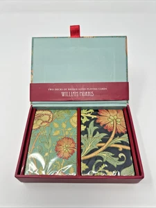 Lot de 2 cartes à jouer qualité William Morris 2012 motif floral - Photo 1/6