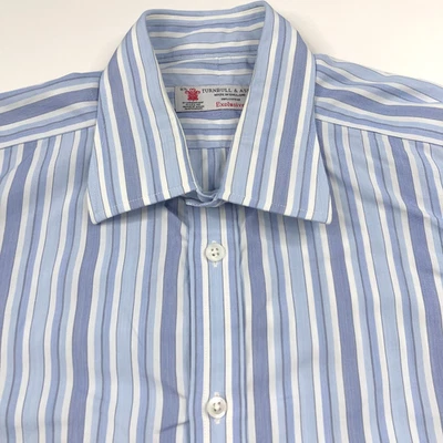 Turnbull & Asser Exclusive FRENCH CUFF 16/35 Long Sleeve Dress Shirt Blue MINT - Image 1 of 4