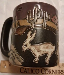 Vintage Mara Mexico Kaffeebecher Hase Schakalope Wüste Studiokeramik signiert Tasse - Bild 1 von 9