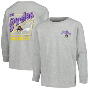 Youth Gray ECU Pirates Retro Script Long Sleeve T-Shirt - Picture 1 of 3