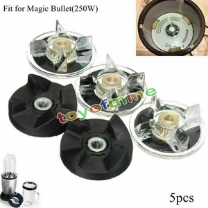 3 Plastic Gear Base & 2 Rubber Replacement For Magic Bullet Spare Parts New - Picture 1 of 8