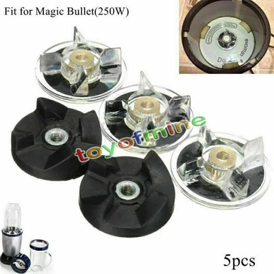3 Plastic Gear Base & 2 Rubber Replacement For Magic Bullet Spare Parts New - Image 1 of 4