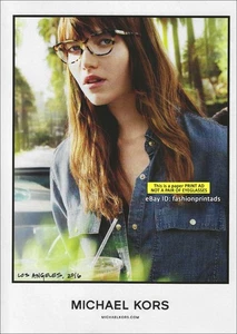 MICHAEL KORS Eyewear 1-Page PRINT AD Spring 2016 GRACE HARTZEL Mario Testino - Picture 1 of 1