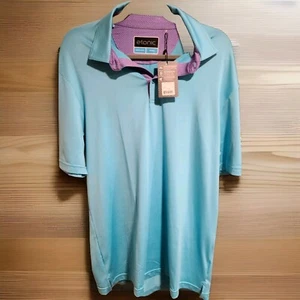 NWT New ETONIC Mens Medium Aqua Golf Polo Shirt Short Sleeved - Picture 1 of 2