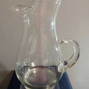 Vintage Glass Pitcher Handblown Open Ended Handle - Picture 1 of 7