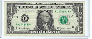 RARE $1 ONE DOLLAR BILL Star Note Only 640K LOW PRINT Run Atlanta F03749439* - Picture 1 of 3