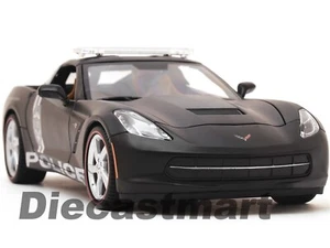 2014 CHEVROLET CORVETTE C7 STINGRAY 1:18 MATT BLACK POLICE CAR BY MAISTO 36212  - Picture 1 of 9