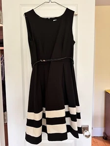 CALVIN KLEIN Dress Womens 10 Pleated Sleeveless Belt - Picture 1 of 4