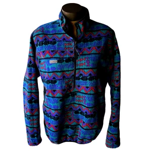 Vintage 1990's Columbia Men's 1/2-Zip Tribal Aztec Fleece Sweater Jacket USA ~ L - Picture 1 of 4