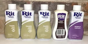Menge 5 Rit Flüssigkeit 8 Unzen Allzweckfarbe - Taupe, Dunkelbraun, Lila NEU - Bild 1 von 2