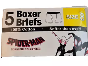 Marvel Spider-Man Soft Cotton Briefs Underwear 5 Pack Boys Size 8 NEW (50-67 lb) - Picture 1 of 5