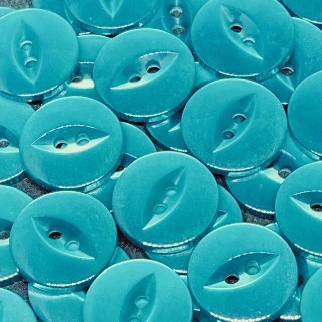 Polyester Fish Eye Buttons Jade Green Pack of 10 - Image 1 of 1