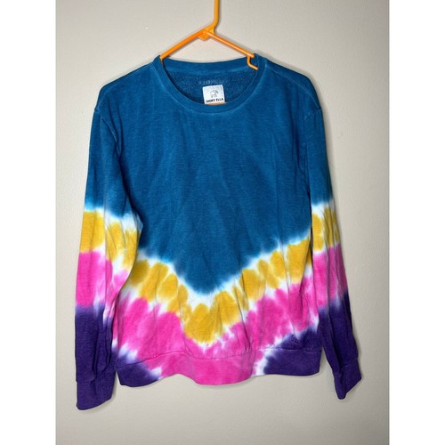 OFF WHITE Felpa donna Ella avorio taglia small blu tie dye Ryan pullover oversize