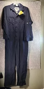Topps Safety Apparel Coverall Men’s Size 44T Cotton Made in USA Pocket Blue NWT - Picture 1 of 15