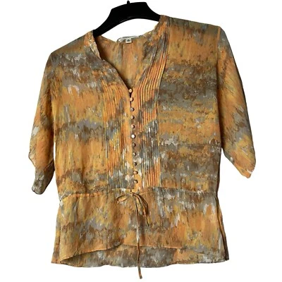 Banana Republic Mujer’s 100% Seda Plisado Detalle Botón Delantero Manga Corta Talla M Foto 1 de 4