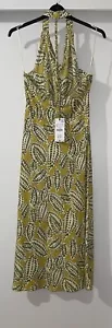 ZARA MIDIKLEID MEHRFARBIG BLÄTTERDRUCK NECKHOLDER GEFLOCHTENE TRÄGER GRÖSSE M NEU MIT ETIKETT - Bild 1 von 9