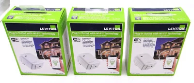 THREE Leviton DW15A Plug-In Outlet W/ Wi-Fi Works With Apple & Android White - Image 1 of 4