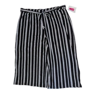 Bobbie Brooks Black White Stripe Stretch Tie Elastic Waist Crop Pants sz 3X NWT - Picture 1 of 7