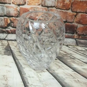 Vintage Kristallvase Kristallglas Vase gedreht dickwandig 11,5 x 9,5 cm 422 g - Bild 1 von 7