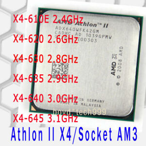 AMD Athlon II X4 610E X4 620 X4 630 X4 635 X4 640 645 Socket AM3 CPU Processor