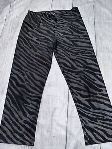 Justice Size 12 Zebra Crop Leggings Black Silver 