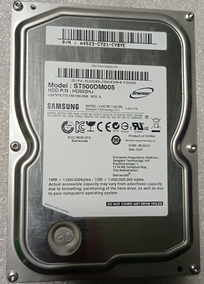 Disco rigido 500 GB SATA Samsung Spinpoint ST500DM005 7200rpm cache 16 MB 3,5" - Immagine 1 di 1