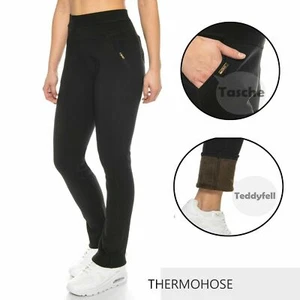 Damen Winter Thermo-Hose High-Waist Stretch warm gefüttert Fell 38 40 42 44 46 - Bild 1 von 41