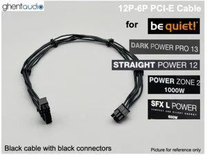📏24" Black PCI-E (GPU) 6P Cable for Be Quiet!: Dark Power 13, Pure Power 12 M - Afbeelding 1 van 1