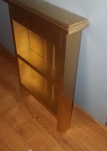 VTG Bright GOLD Painted Wooden 2-Tier Wall Display Shelf w/2 Hooks/Hangers! - Picture 1 of 5