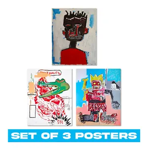 Jean Michel Basquiat Set Of 3 Posters - Modern Abstract Street Art Room Decor - Picture 1 of 5