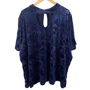 Roaman's lila Samt Burnout Top Schlüsselloch plus 4X Whimsigoth vielseitiges Chi - Bild 1 von 9