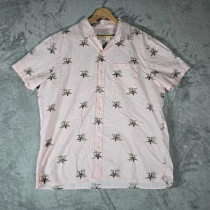 Camicia American Eagle uomo XL rosa con bottoni manica corta toucano stampa all over - Foto 1 di 7