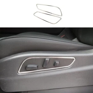 2pc Button Frame Trim Steel Silver Seat Adjust Handle For Cadillac XT6 2019-2020 - Picture 1 of 7