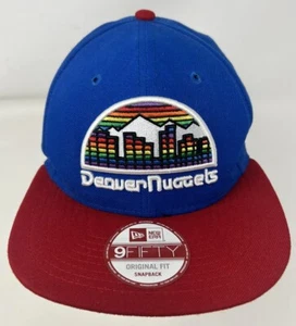 New Era NBA Denver Nuggets 9FIFTY SnapBack Blue Red Basketball Cap Hat New - Picture 1 of 10