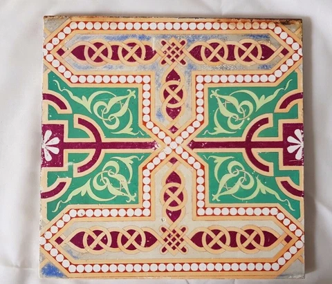 MINTON pugin style CELTIC-ESQUE DESIGN 8 INCH TILE. 19TH CENTURY Cover
