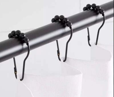 Signature Hardware - Roller Ball Shower Curtain Rings Set of 12 Matte Black - Image 1 of 2