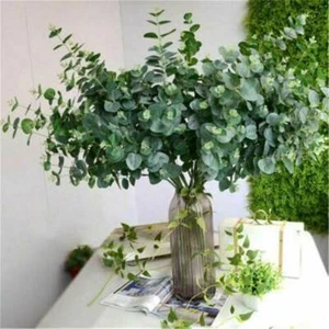 4-Heads Artificial Fake Leaf Eucalyptus Green Leaves Plant Nordic Home Decor - Picture 1 of 6