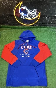 Chicago Cubs MLB Thermo Fit Blue Outdoor Sweatshirt Pullover Hoodie Men’s Sz LG - Picture 1 of 6