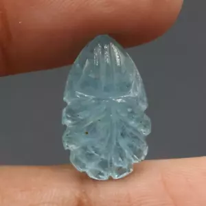 100% Natural Aquamarine Carving Blue Aquamarine Carved 18x11 mm 7.00 Cts - Picture 1 of 6