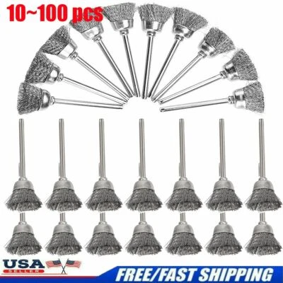 Lots Stainless Steel Wire Brush Set Dremel Tool Rotary Die Grinder Removal Wheel - Image 1 of 4