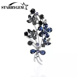 Women's Crystal Flower Brooch Pin Rhinestone Brooches Jewelry Gift Party Wedding - Picture 1 of 10