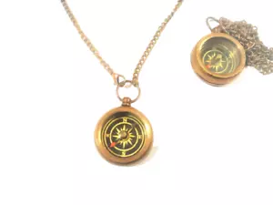 vintage compass necklace Antique Locket Compass Women Men Kids Locket Best Gift - Picture 1 of 5