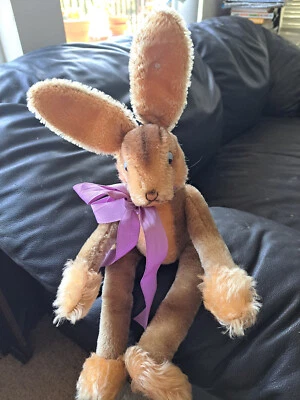 LARGE 1940's Steiff Teddy Bear Co. Mohair Rabbit with Movable Head & Arms RARE - Image 1 of 4